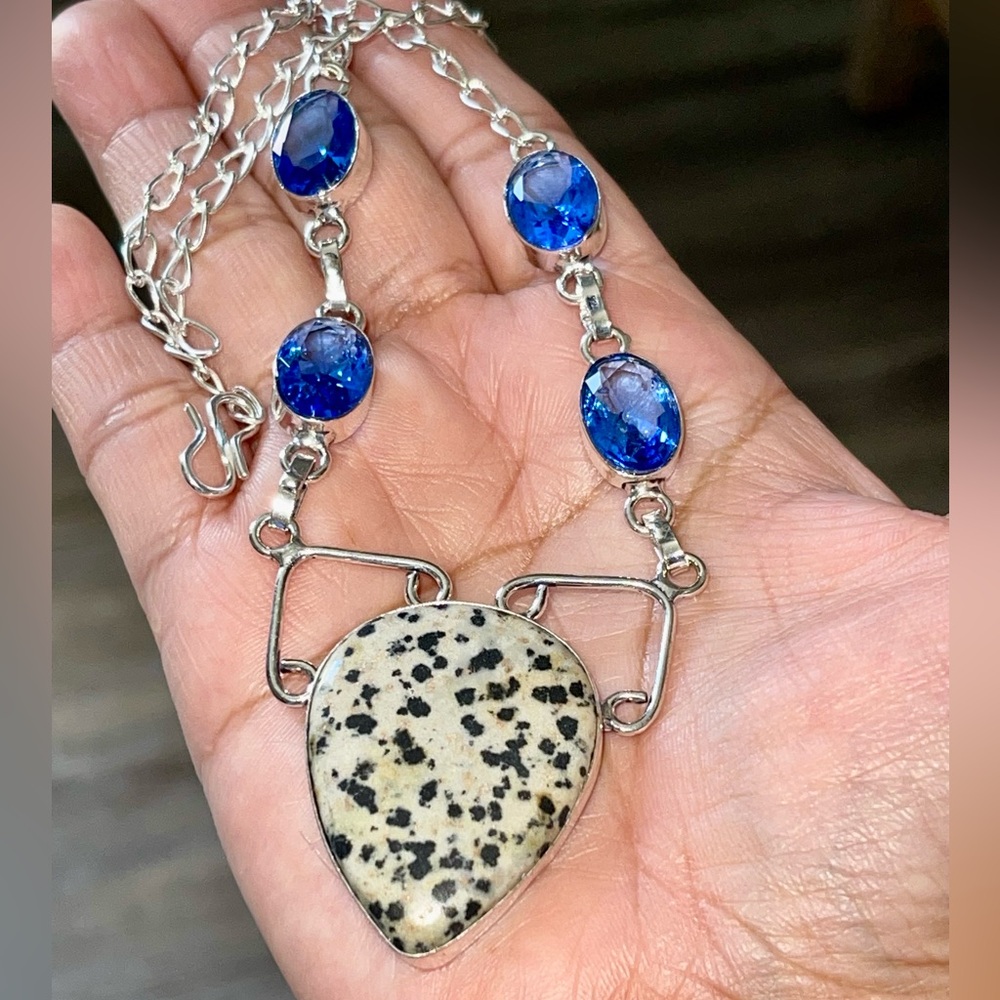 Spotty Dalmation Jasper Pendant Necklace